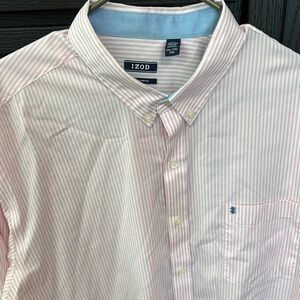 Izod Pink Casual Button Down Shirt Relaxed Fit